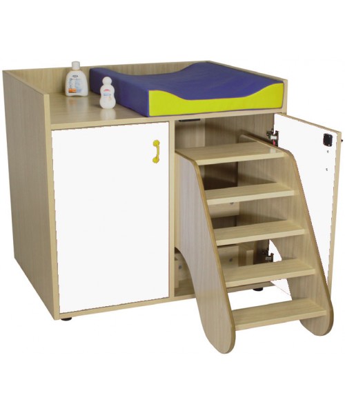Mueble cambiador con escalera Blanco