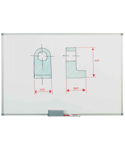 Pizarra blanca magnética metálica 90x120 cm.