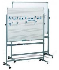 Pizarra volteable cara blanca/ cara 5 pentagramas 122x150 cm.