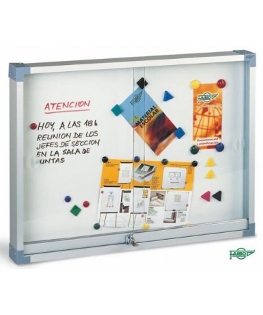 Vitrina metálica blanca con puerta de cristal -...