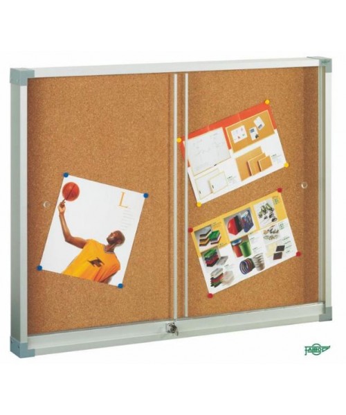 Vitrina corcho con puertas de metacrilato - 90x120 cm.