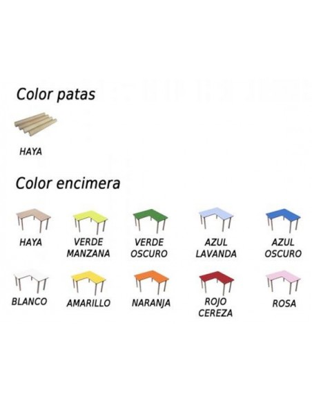 Mesa infantil en L 90x90 cm.