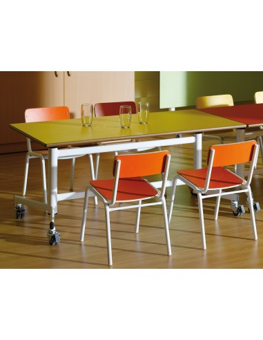 Mesa rectangular abatible patas blancas - 54...