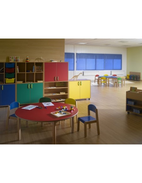 Mesa redonda madera haya 120 cm. ø  y 40 cm. alto