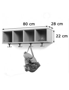 Perchero + 4 casillero 80 cm. 2