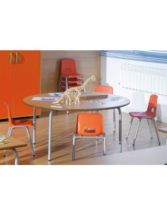 Mesa redonda haya 120 cm. de ø. Patas de tubos - 60 cm....