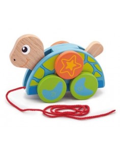 Arrastre tortuga de madera