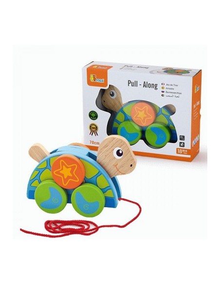 Arrastre tortuga de madera