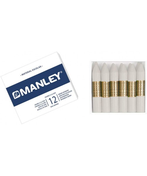 Caja 12 ceras Manley unicolor Blanco