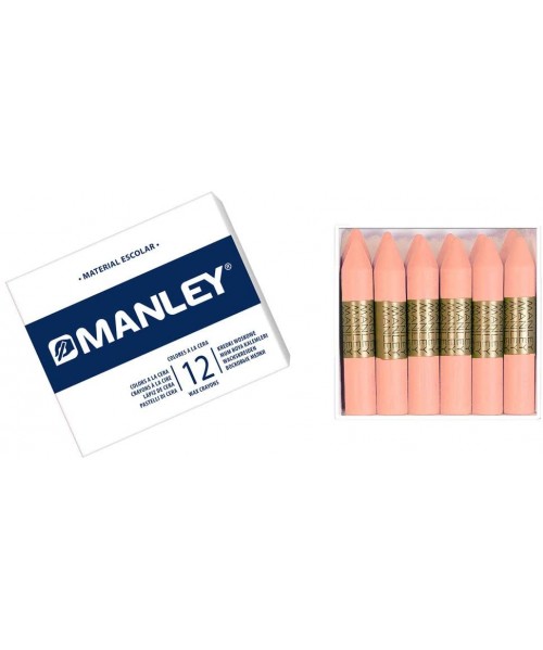 Caja 12 ceras Manley unicolor Carne