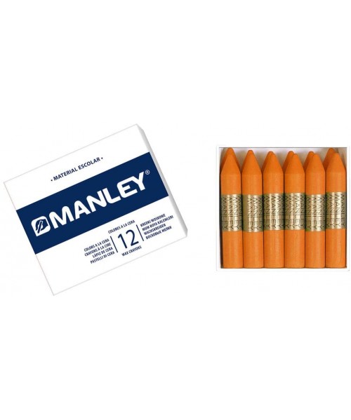 Caja 12 ceras Manley unicolor Naranja