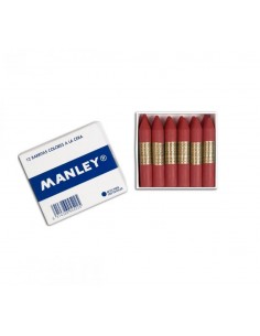 Caja 12 ceras Manley unicolor Burdeos