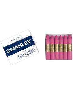 Caja 12 ceras blandas Manley unicolor Rosa