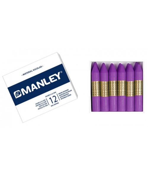 Caja 12 ceras blandas Manley unicolor Violeta
