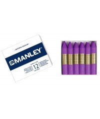 Caja 12 ceras blandas Manley unicolor Violeta
