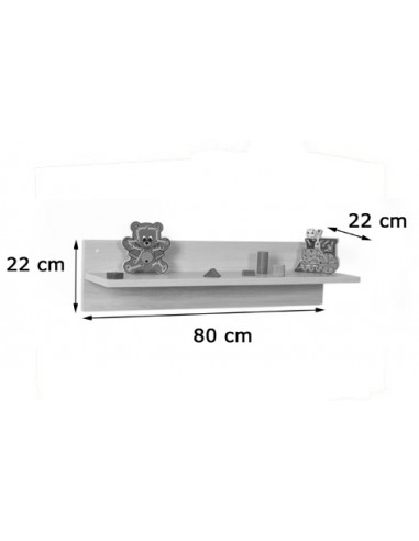 Balda con soporte trasero - 22x80x22 cm.
