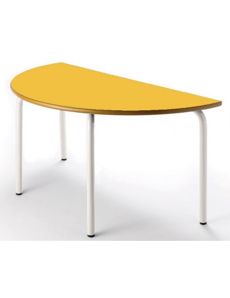 Mesa semicircular 110x55 cm. Patas Blancas - 54 cm. de alto