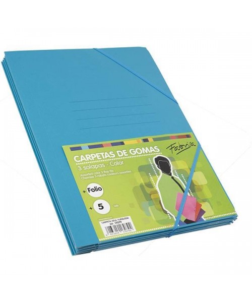Carpeta cartoncillo folio azul turquesa
