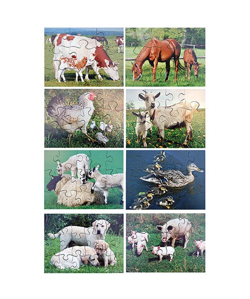 8 puzles animales granja y crías - 9,12,15 y 18 piezas
