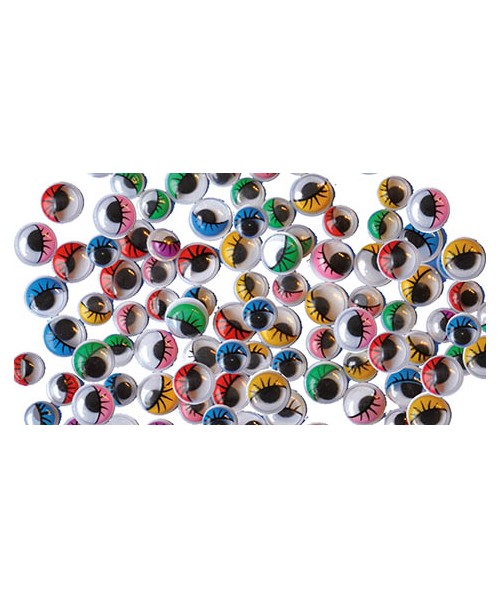 Paquete 230 ojos móviles con pestañas colores surtidos 2