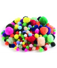 Paquete 300 Pompones colores y tamaños surtidos