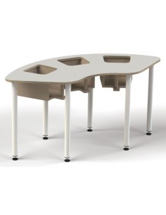 Mesa trona blanco roto y haya