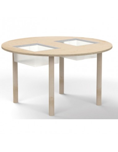 Mesa cubetas blanco y haya