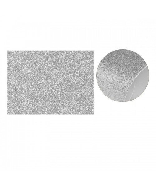 3 Láminas goma eva purpurina 40x60 cm. Plata
