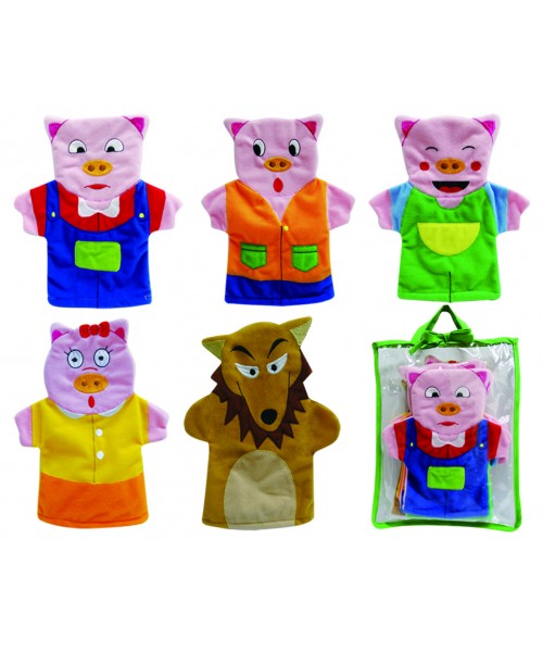 Marionetas los tres cerditos 5 piezas 2