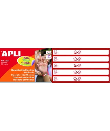 Blíster 32 Brazaletes identificativos adhesivos
