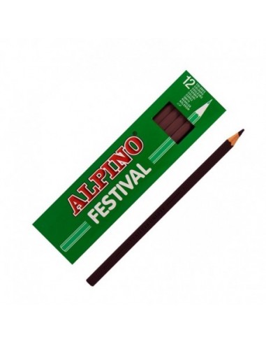Caja 12 lápices de colores Alpino marrón