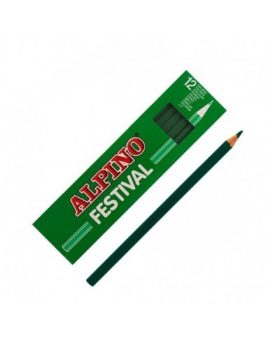 Caja 12 lápices de colores Alpino verde oscuro