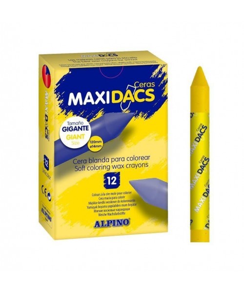 Caja 12 ceras Maxi dacs amarillo