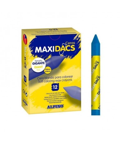 Caja 12 ceras Maxi dacs azul fuerte