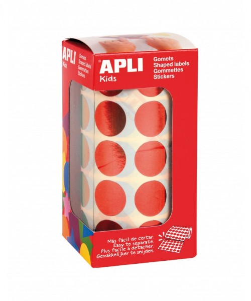 Gomets rollo círculo Metalidado Rojo