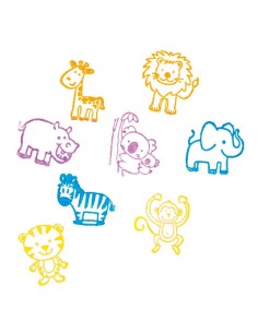 Bote 8 sellos animales con cajita de tinta 2