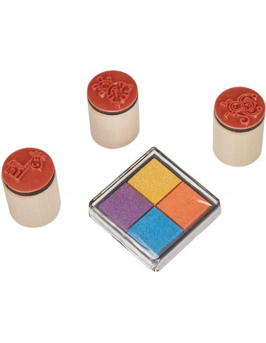 Bote 8 sellos animales con cajita de tinta