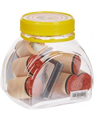 Bote 8 sellos animales con cajita de tinta