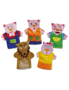 Marionetas los tres cerditos 5 piezas