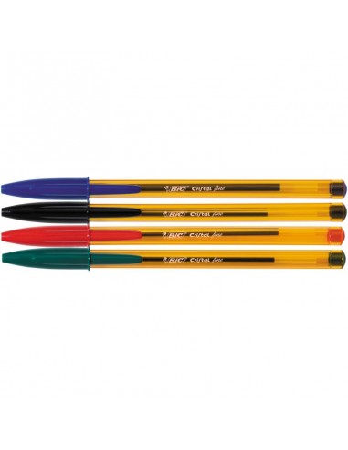 Blíster 4 bolígrafos Bic cristal fino surtido