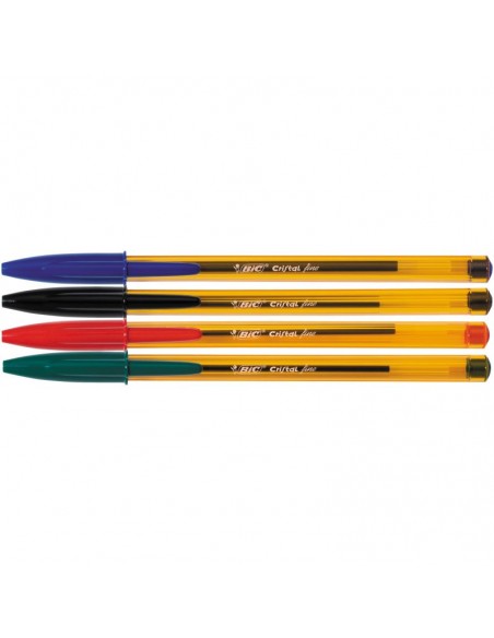Blíster 4 bolígrafos Bic cristal fino surtido