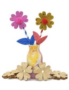 Silueta flor de madera para decorar - 20 unidades