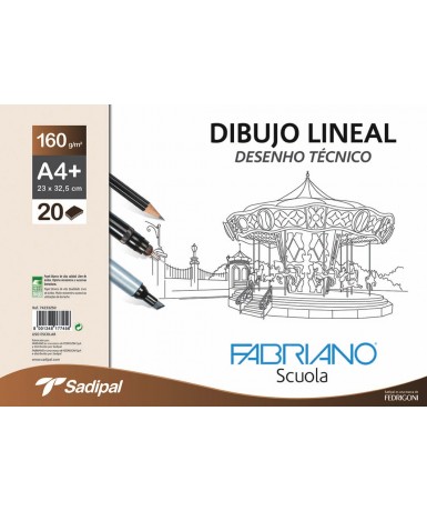 Bloc dibujo lineal liso A4 160 grs. 20H.