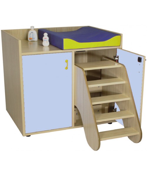 Mueble cambiador con escalera Azul lavanda