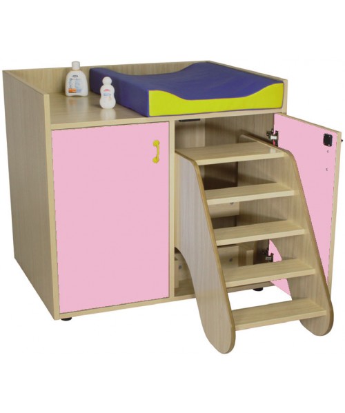 Mueble cambiador con escalera Rosa