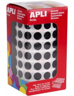 Gomets rollo círculo pequeño Negro