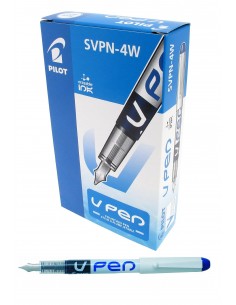 Pluma Pilot Vpen desechable blanca tinta azul