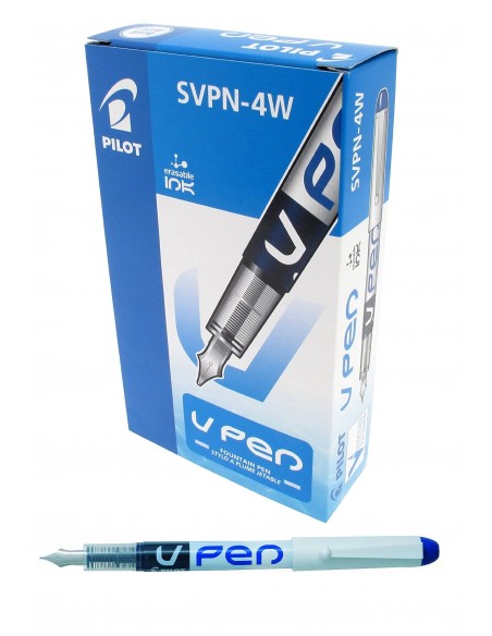Pluma Pilot Vpen desechable blanca tinta azul