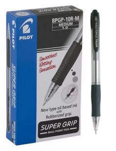 12 Bolígrafo Pilot super grip - Negro