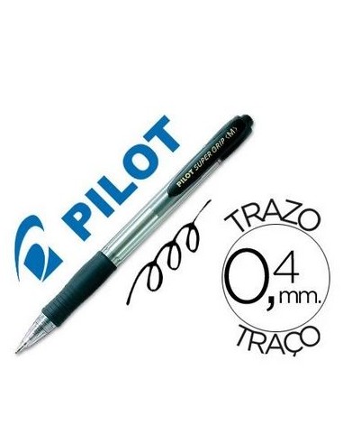 12 Bolígrafo Pilot super grip - Negro